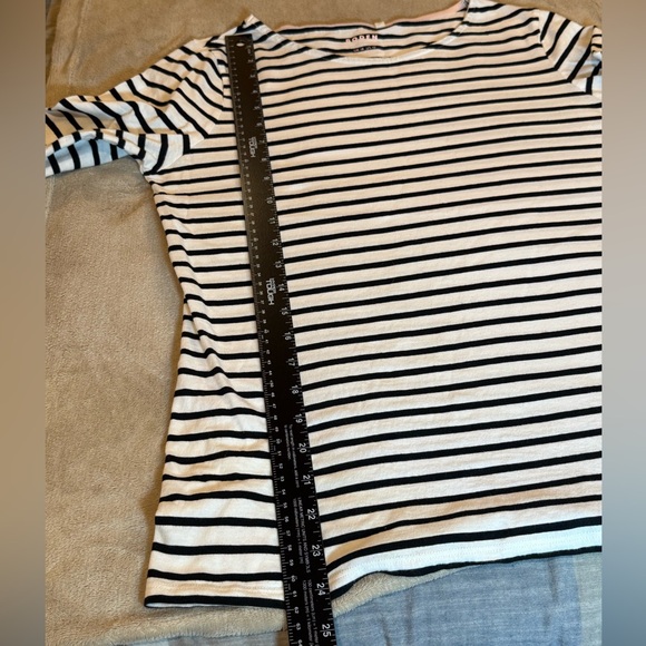 Boden Olivia Long Sleeve Breton Boatneck Cream/Black striped top, size 12 - Picture 6 of 9